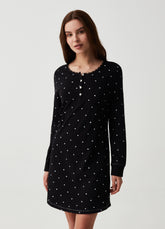 Ovs Polka Dot Nightdress With Granddad Neckline